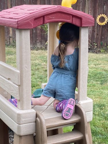 Customer photo review of Presley Romper in Blue