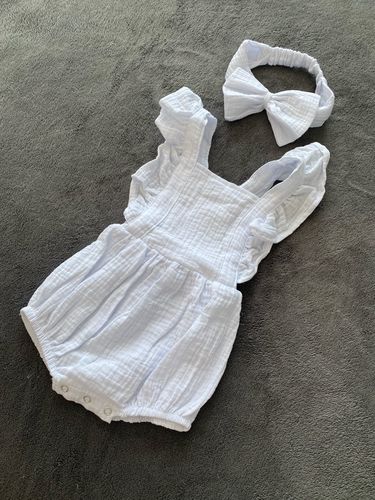 Customer photo review of Baby Girls Ruffled Solid Color Casual Romper & Headband cheap baby girl clothes boutique