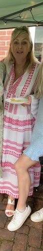 Customer photo review of Aztec Cotton Midi Dress in Hot Pink