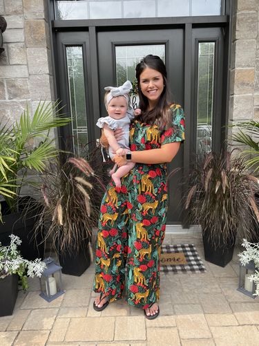 Customer photo review of Jaguar Paradise Black Animal Print Jumpsuit