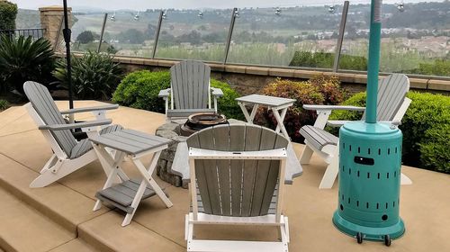 Customer photo review of DuraWeather Poly&reg; King Size Folding Adirondack Chair - Exclusive Wood Grain Poly-resin -(Driftwood Grey on White)