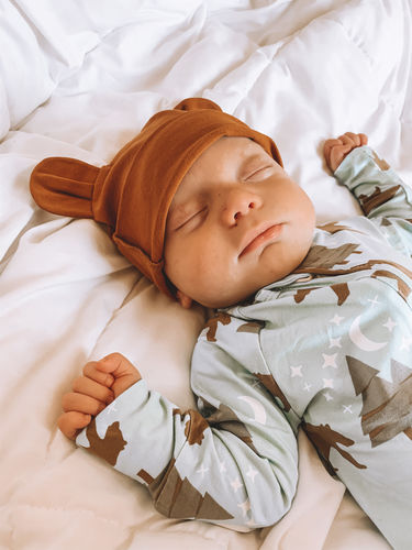 Customer photo review of Organic Cotton Baby Bear Hat | Brown