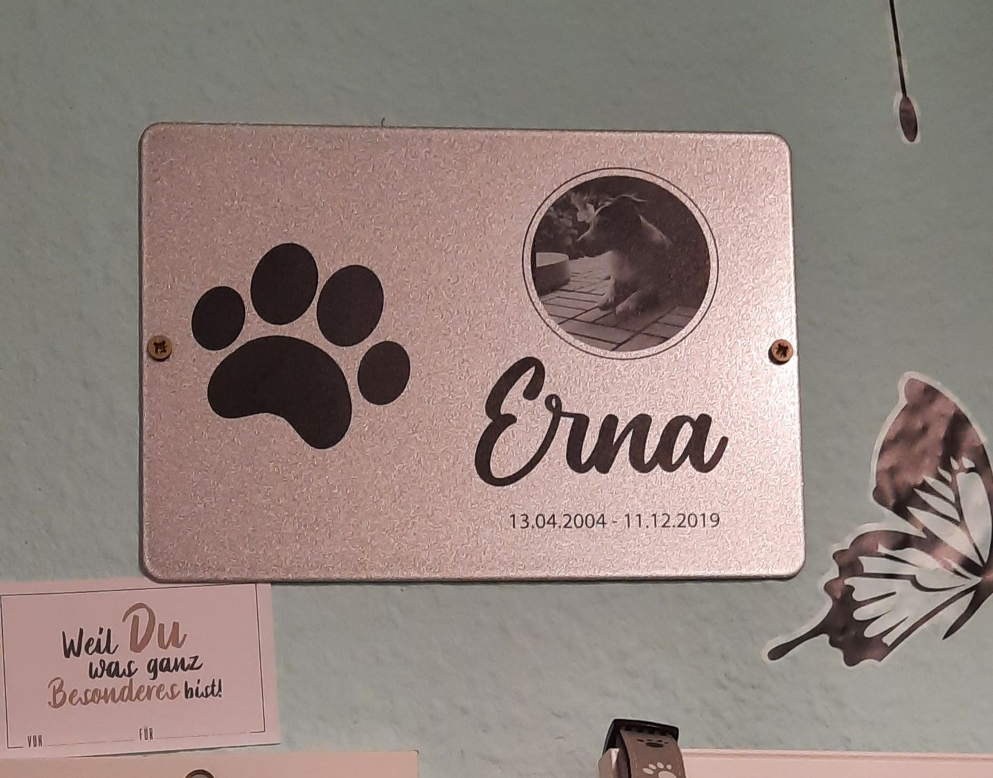 Customer photo review of Gedenktafel Hund "Pfote"