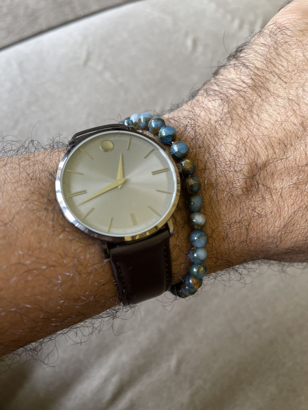 Customer photo review of 6mm Matte Steel Clasp Bead Bracelet