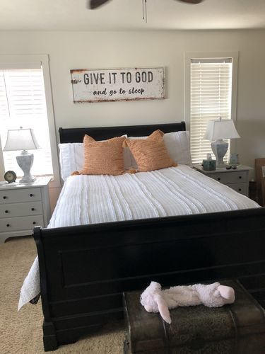 Customer photo review of Give It to God and Go to Sleep – Rustic Christian Wall Art for Peaceful Nights