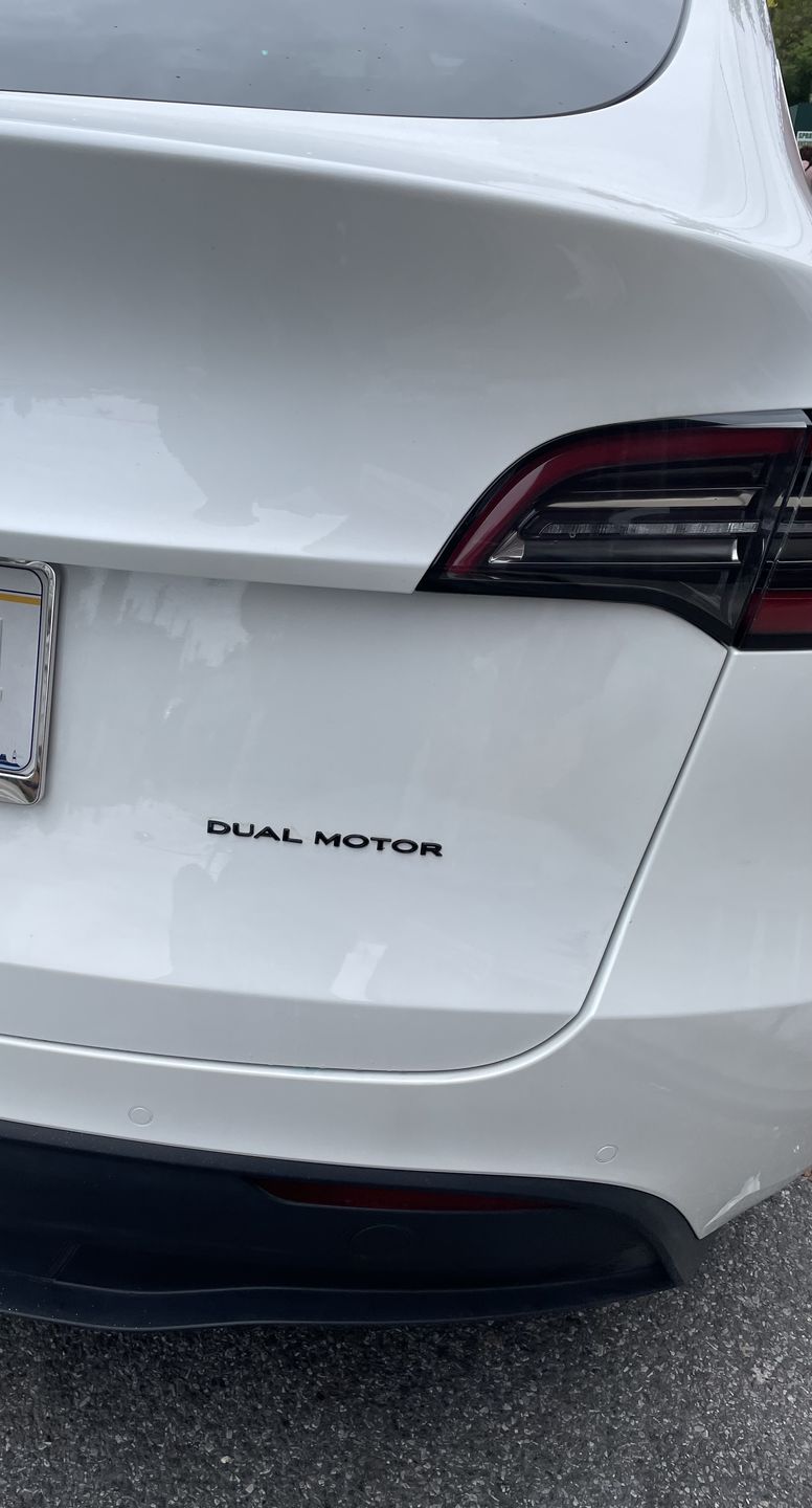 Customer photo review of DUAL MOTOR Trunk Badge Emblems for All Teslas (5 color options)