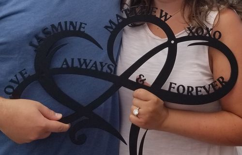 Customer photo review of Infinity Heart Metal Sign | Infinity Sign Metal Wall | Art Metal Infinity Symbol | Heart Rustic Modern Wall Decor Wall Sign Wedding Gifts