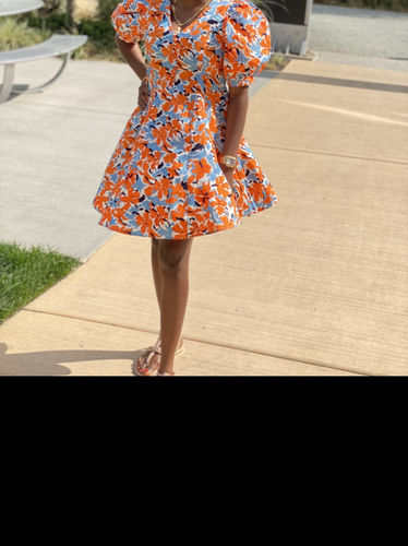 Customer photo review of Puff Sleeve V-Neck Skater Dresses