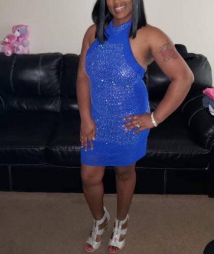 Customer photo review of Sequined Party Backless Mini Dress