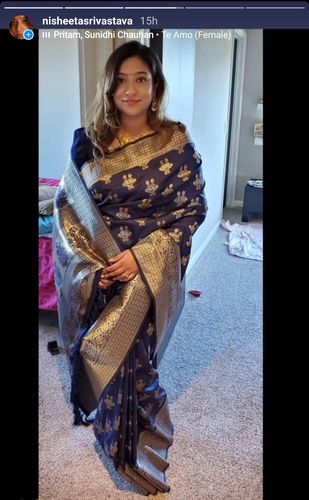 Customer photo review of ROYAL BLUE WOVEN BANARASI SILK SAREE