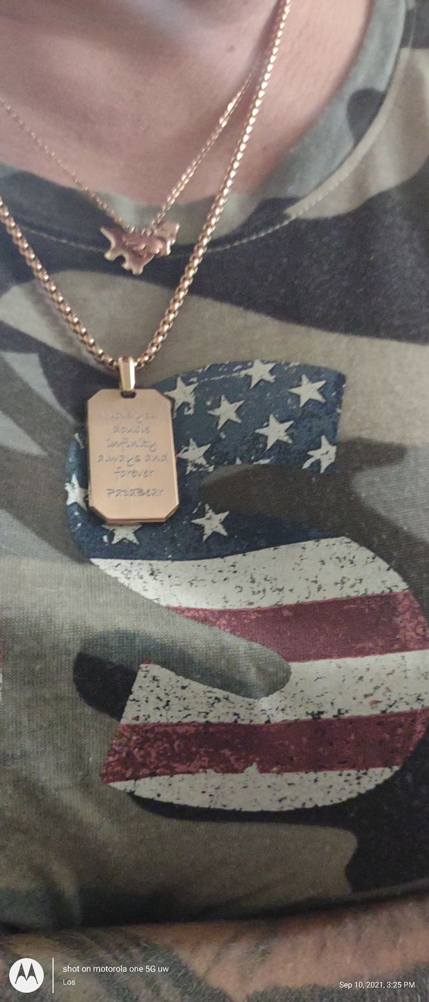 Customer photo review of Engravable Matte Modern Dog Tag