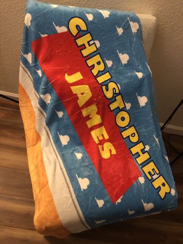 Customer photo review of Toy Story Custom Name Printed Fleece Baby Kids Blanket