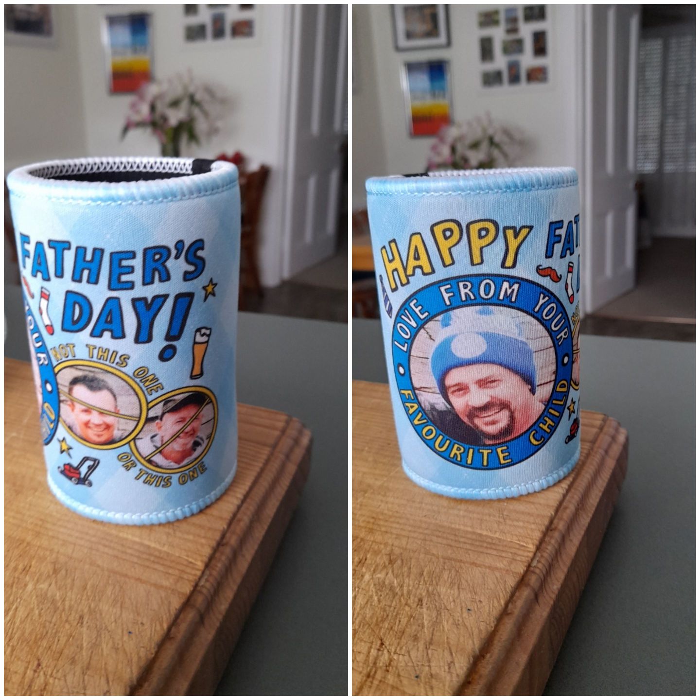 Customer photo review of Favourite Child Father's Day (2 Siblings) 🏆 - Personalised Stubby Holder