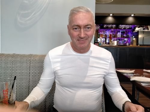 Customer photo review of Tan Brogues With Navy Trim