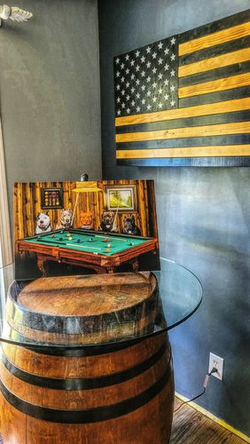 Customer photo review of 'The Pool Players' Personalized 5 Pet Canvas