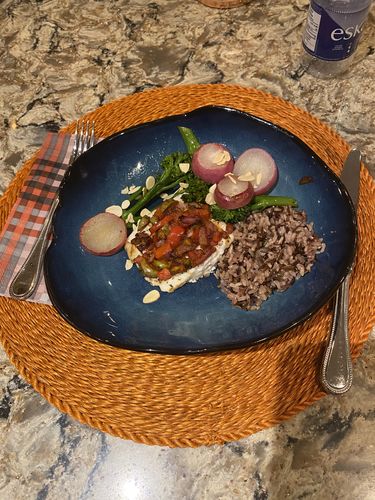 Customer photo review of Ocean Waves Deep Blue Plates + 4 FREE cookbooks ($115 value)