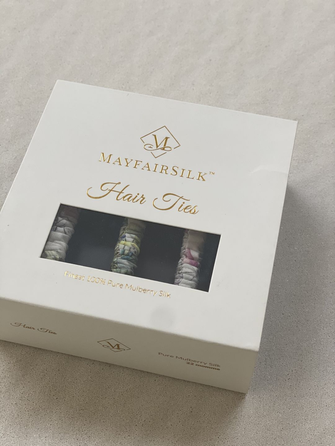 Customer photo review of Iridescent Garden Silk Hair Ties Set