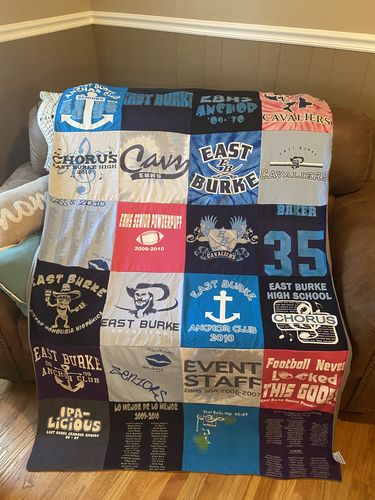 T-shirt quilt featuring east burke high school cavaliers by Megan from NC