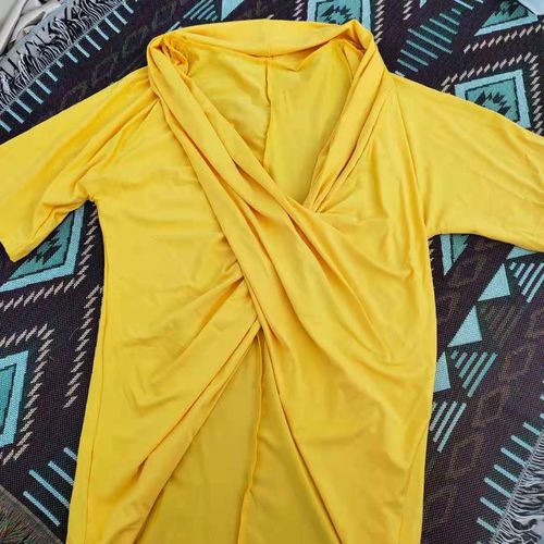 Customer photo review of Solid Color Ruffle Stylish Front Wrap T-Shirt