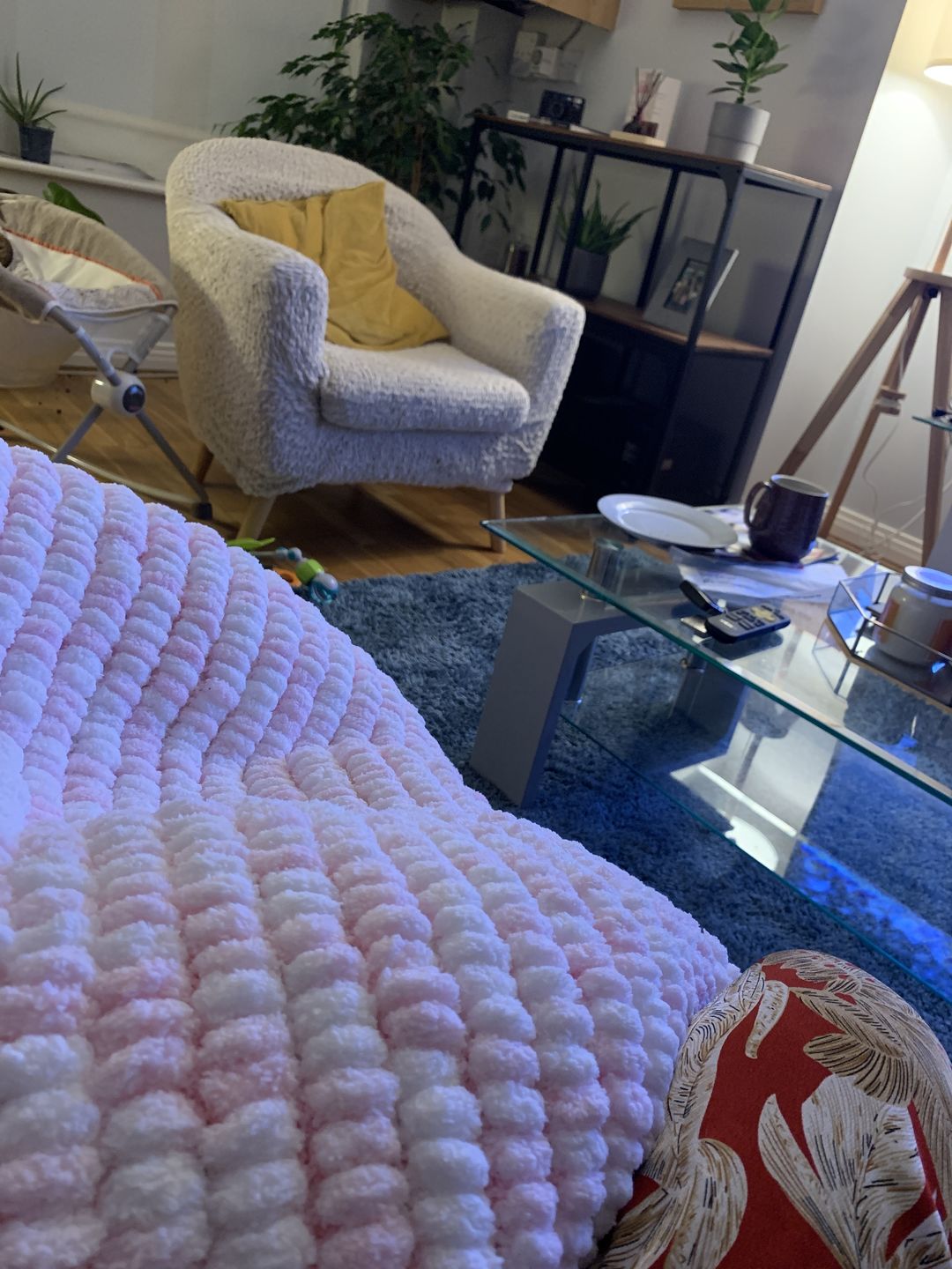 Customer photo review of Arm Chair Cover - Beige, Velvet