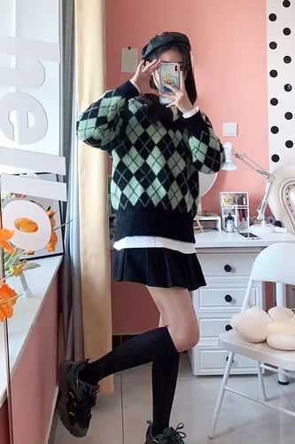 Customer photo review of Fuzzy Argyle Sweater