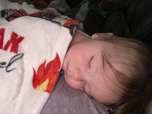 Customer photo review of Firetrucks Fire Engine Custom Name Printed Fleece Baby Kids Blanket