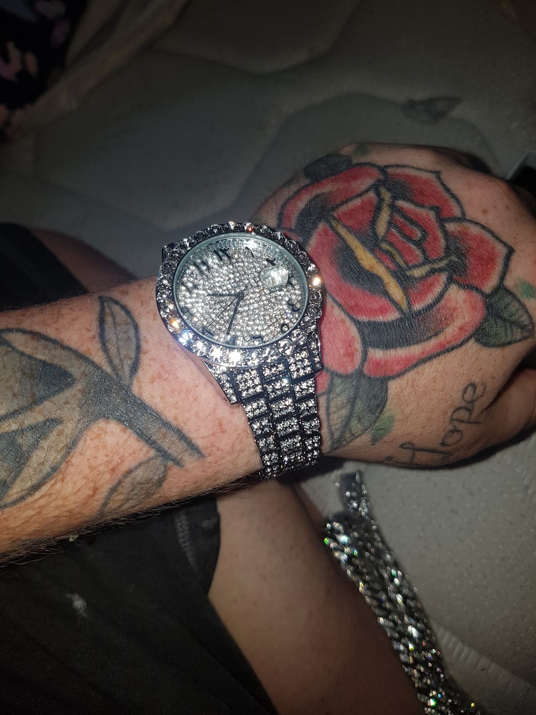 Customer photo review of Arabic Dial Diamond Simulant Watch - Silver