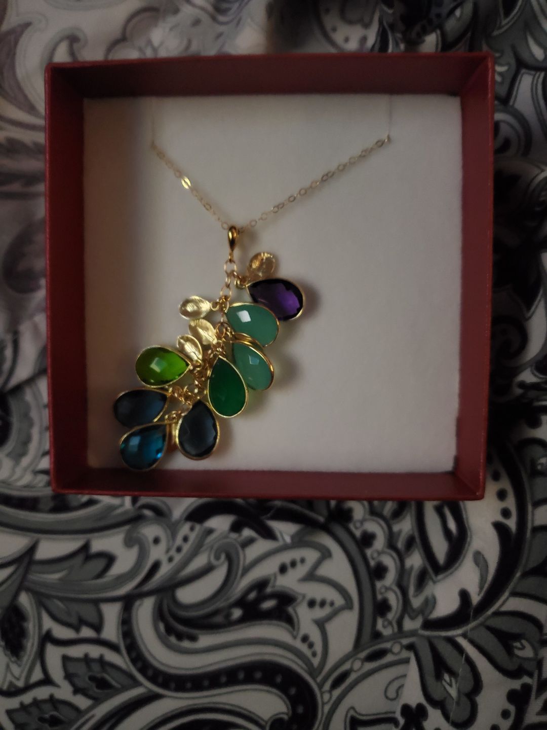 Customer photo review of Mother's Day Gift for Mom: Birthstone Initial Cascade Necklace