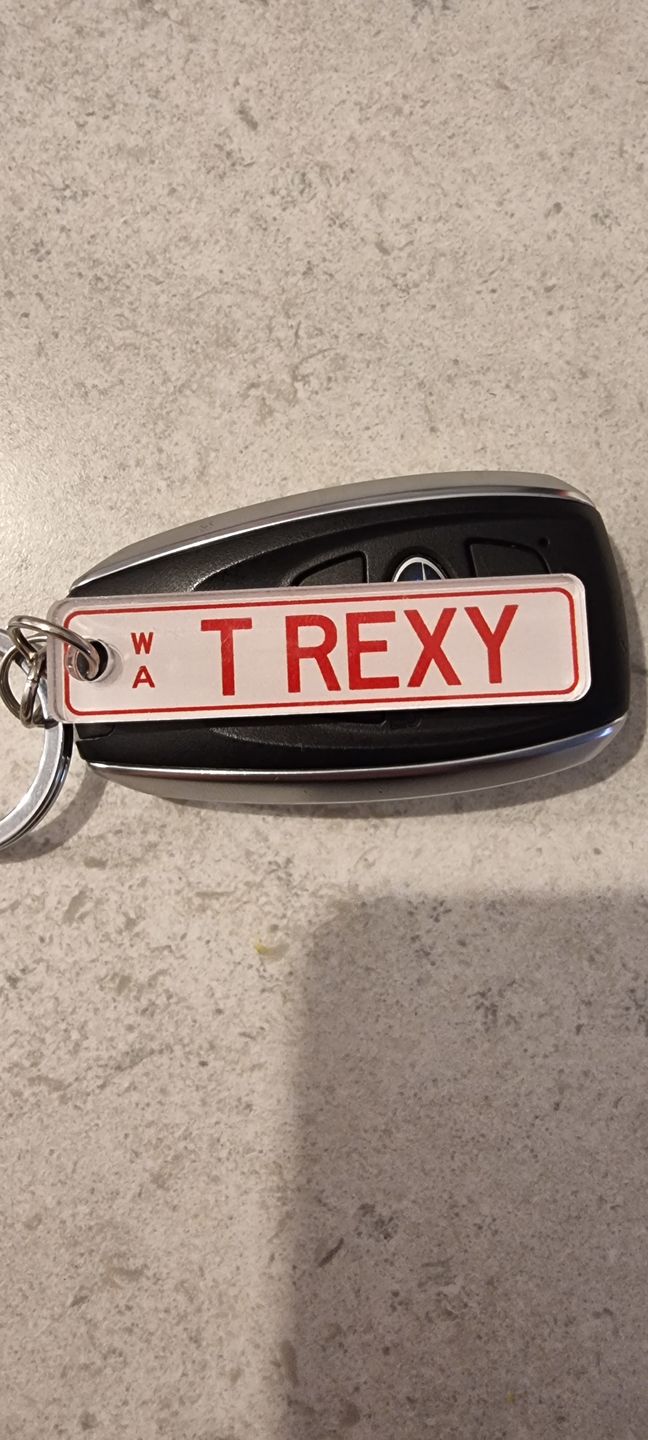 Customer photo review of WA Colour (Acrylic Style) Licence Plate Custom Keychain
