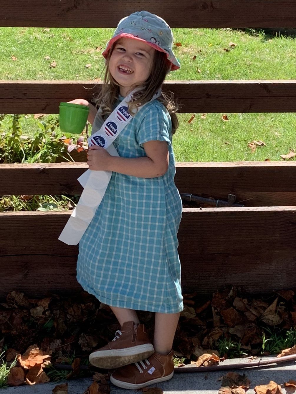 Customer photo review of Blue Sky Check Smocked Floaty Dress