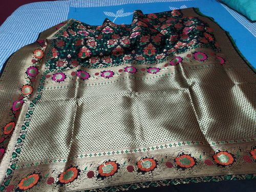 Customer photo review of Beautiful Black and Green Woven Banarasi Saree