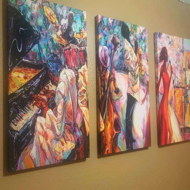 Customer photo review of Abstract Afro American Jazz  Musician Wall Art Canvas Print