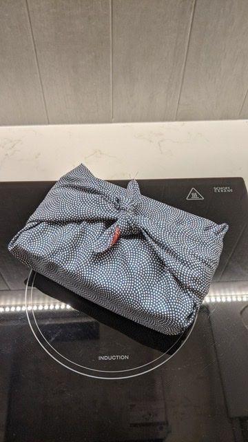 Customer photo review of Double Sided Furoshiki Wrapping Cloth 50cm | Asanoha Nami Navy & Red