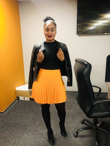 Customer photo review of Pleated Mini Skirt