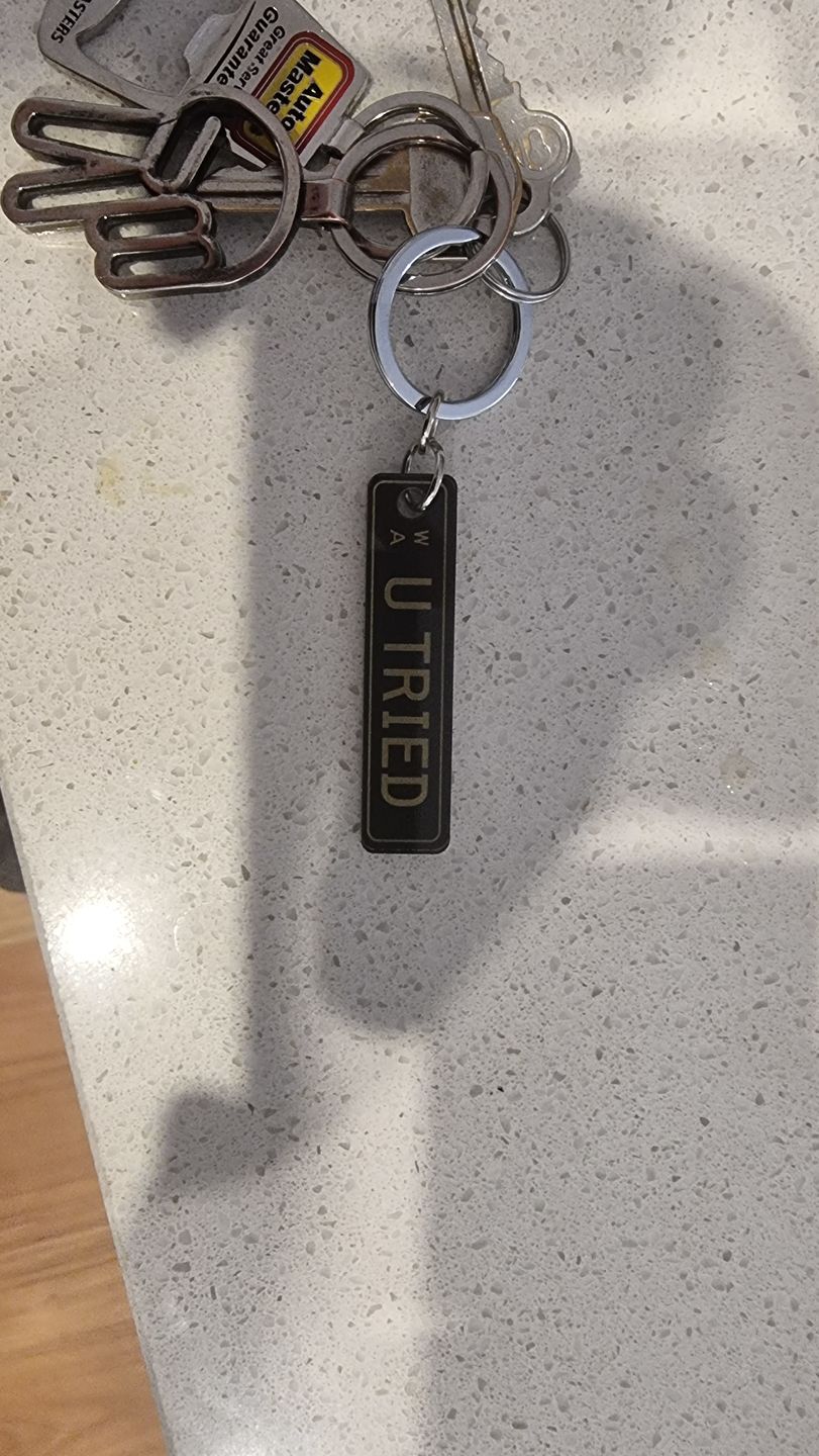 Customer photo review of WA Metallic Licence Plate Custom Keychain