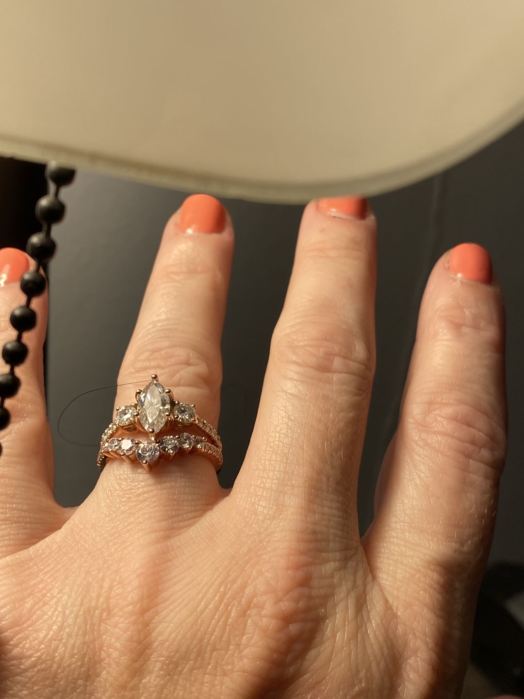 Customer photo review of S925 0.5Ct Round Cut Unique Curved Design Thin Stacking Wedding Ring In Sterling Silver