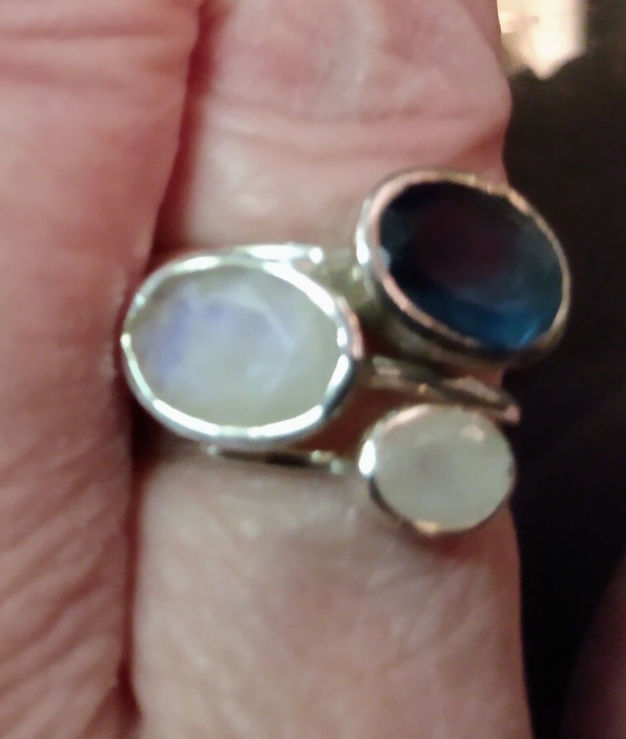 Customer photo review of Oval Rainbow Moonstone Ring : June Birthstone