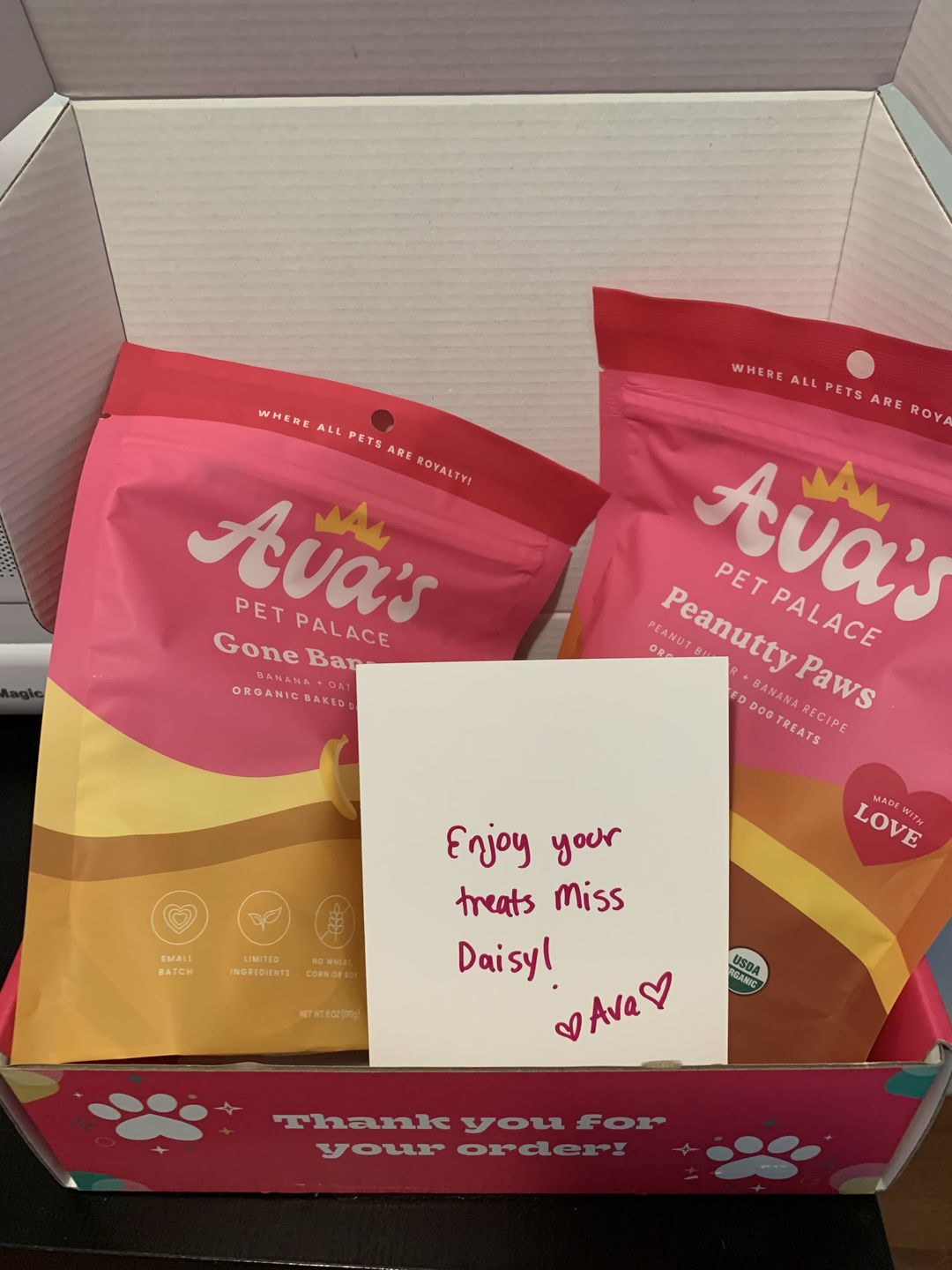 Customer photo review of All Natural Baked Dog Treats - Bingos Banana & Oat Medley