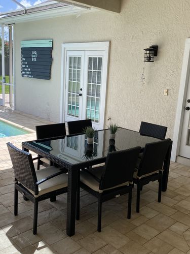 Customer photo review of Bari 7 Piece Outdoor Dining Set in Espresso Brown