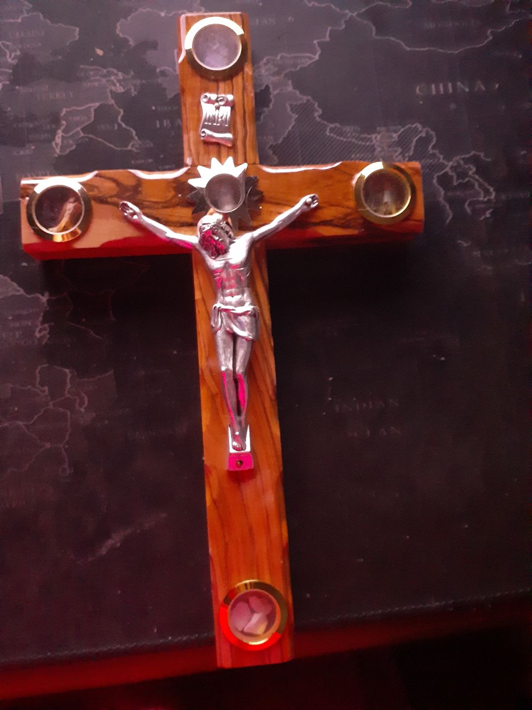 Customer photo review of Olive Wood Plain Crucifix (With Star of Bethlehem) - Holy Land Crucifixes