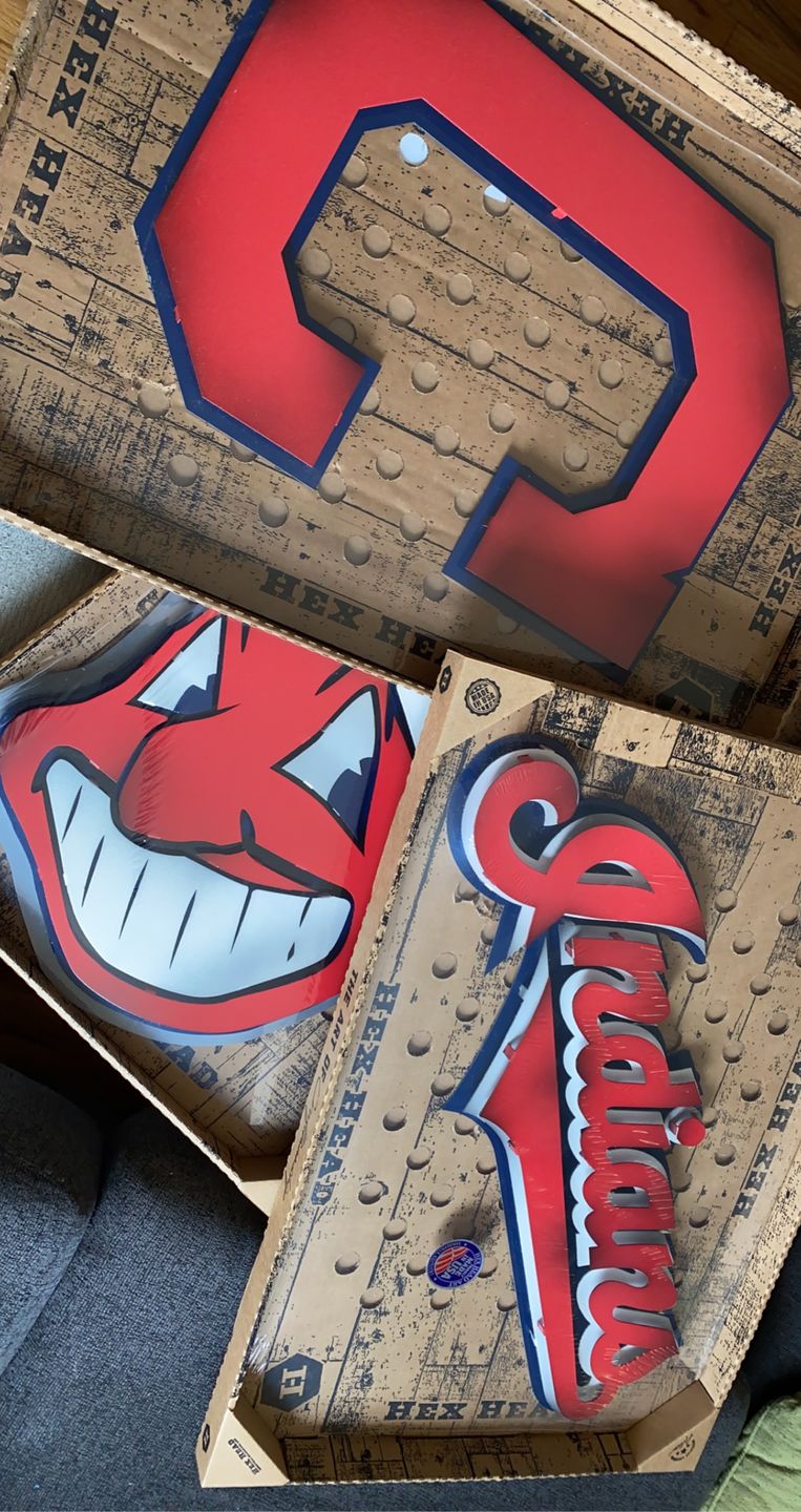 Customer photo review of Cleveland Indians Script Logo 3D Metal Artwork