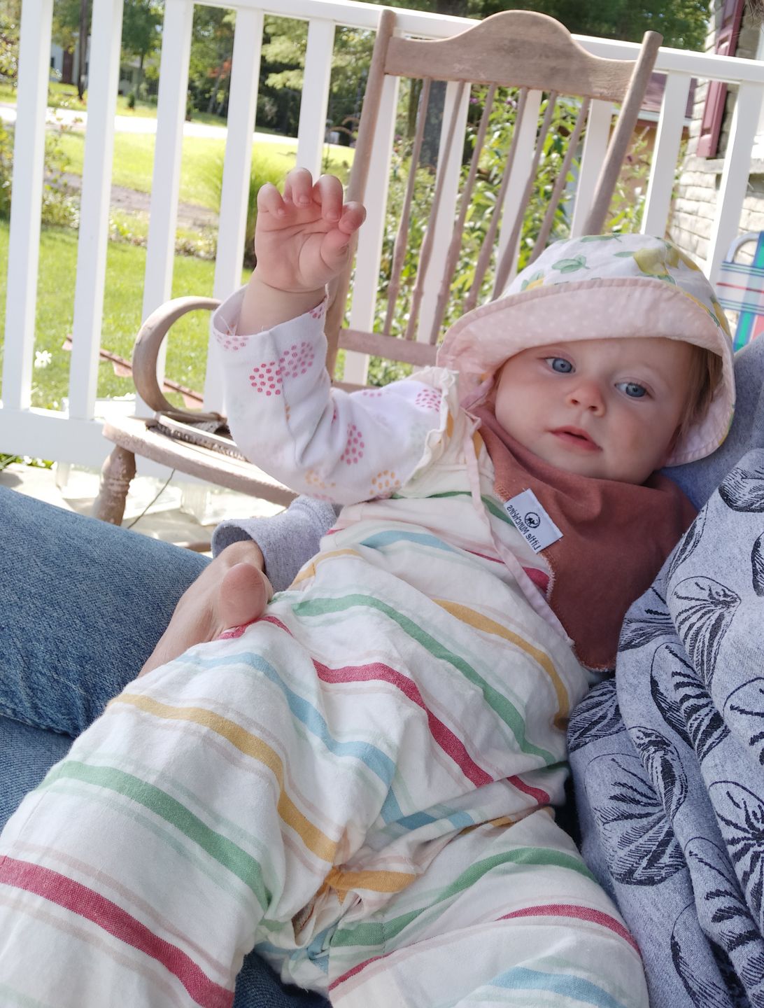 Customer photo review of Rainbow Striped Organic Summer Romper