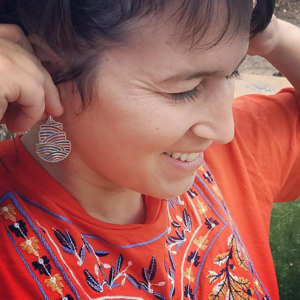Customer photo review of Rainbow earrings,