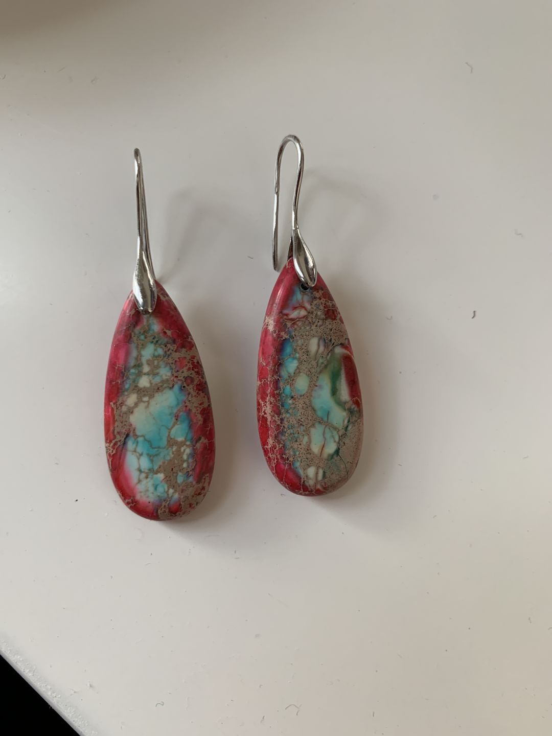 Customer photo review of Imperial Jasper Teardrop Earrings