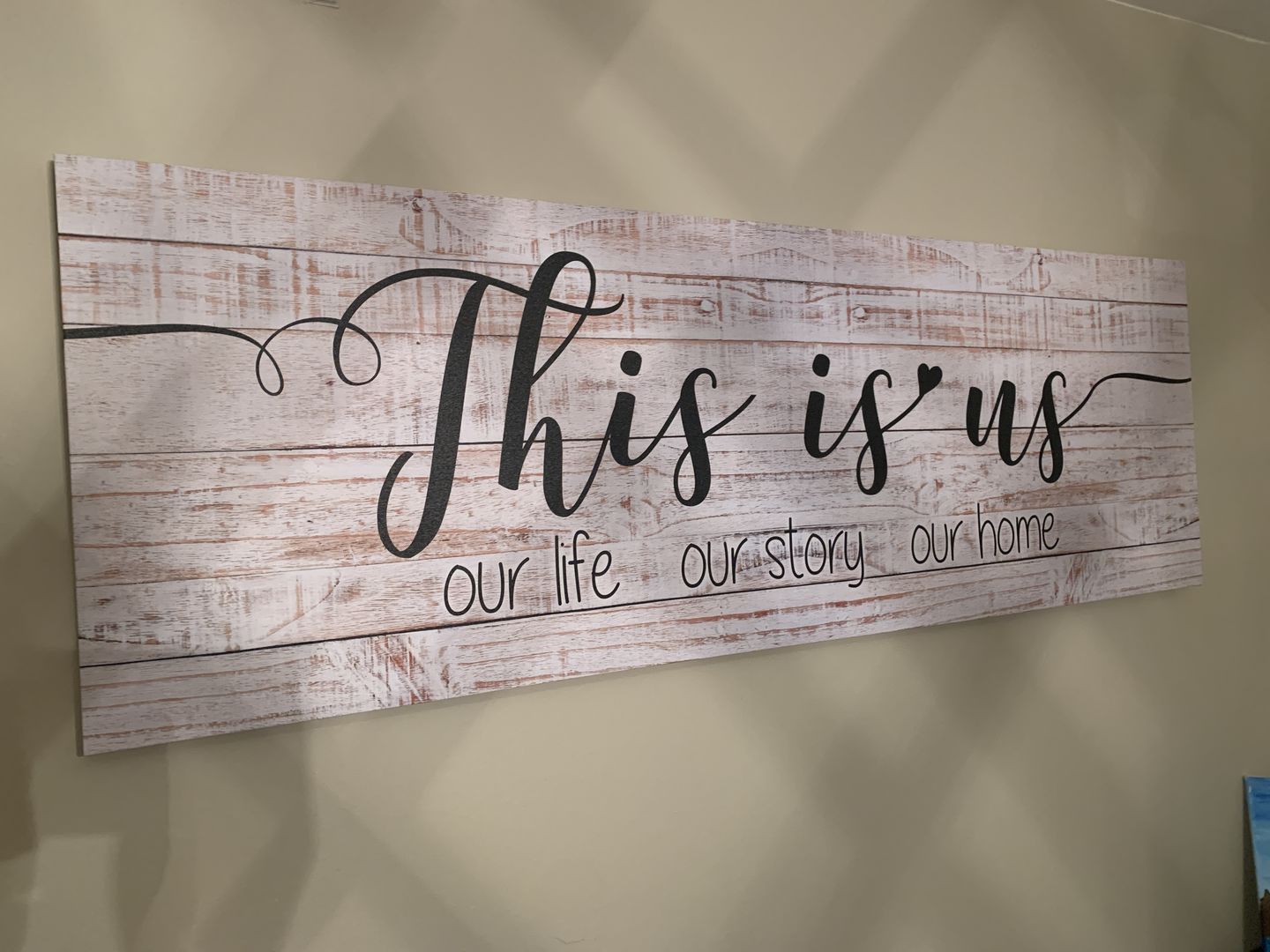 Customer photo review of "This Is Us - Our Life, Our Story, Our Home" Premium Panoramic Canvas