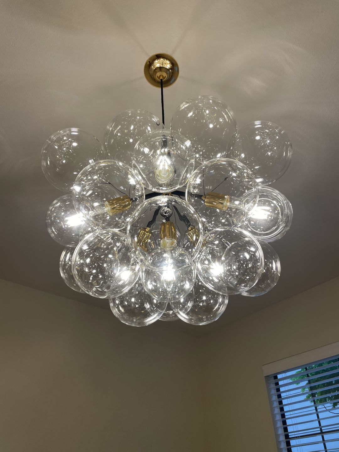 Customer photo review of Modern Clear Glass Bubble Cluster Chandelier