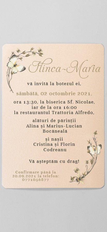 Customer photo review of Classical apes, invitație botez, handmade