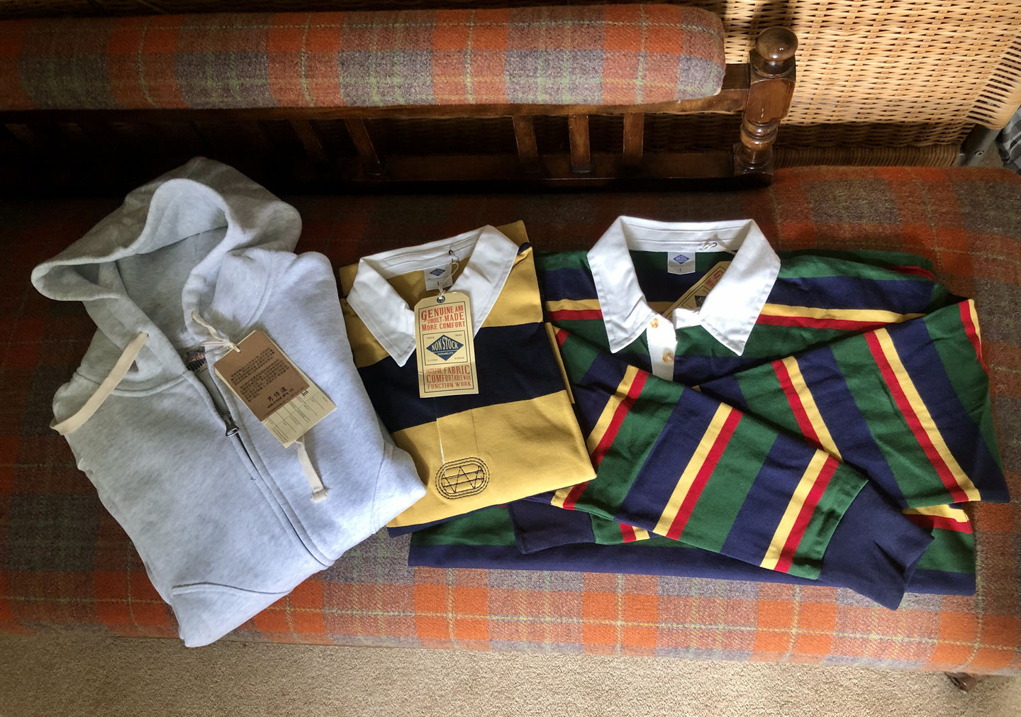 Customer photo review of Classic Fit Striped Jersey Rugby Shirt - Yellow/Navy