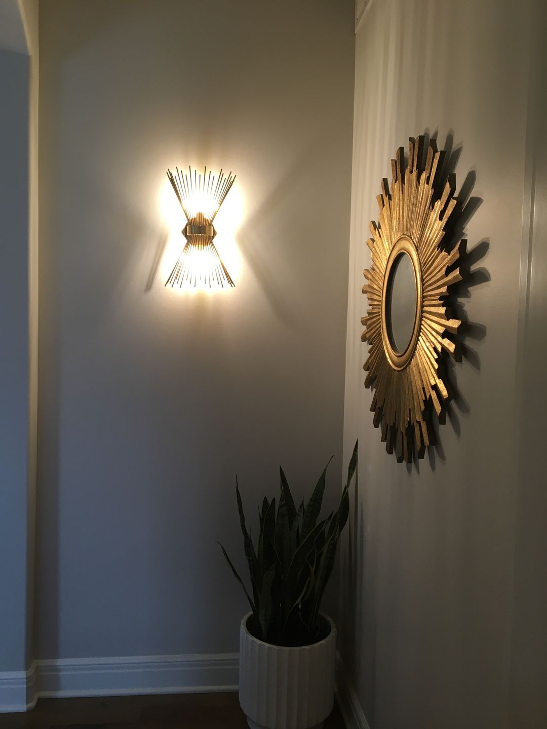 Customer photo review of Mid-Century Modern Sunburst Brass Wall Sconce
