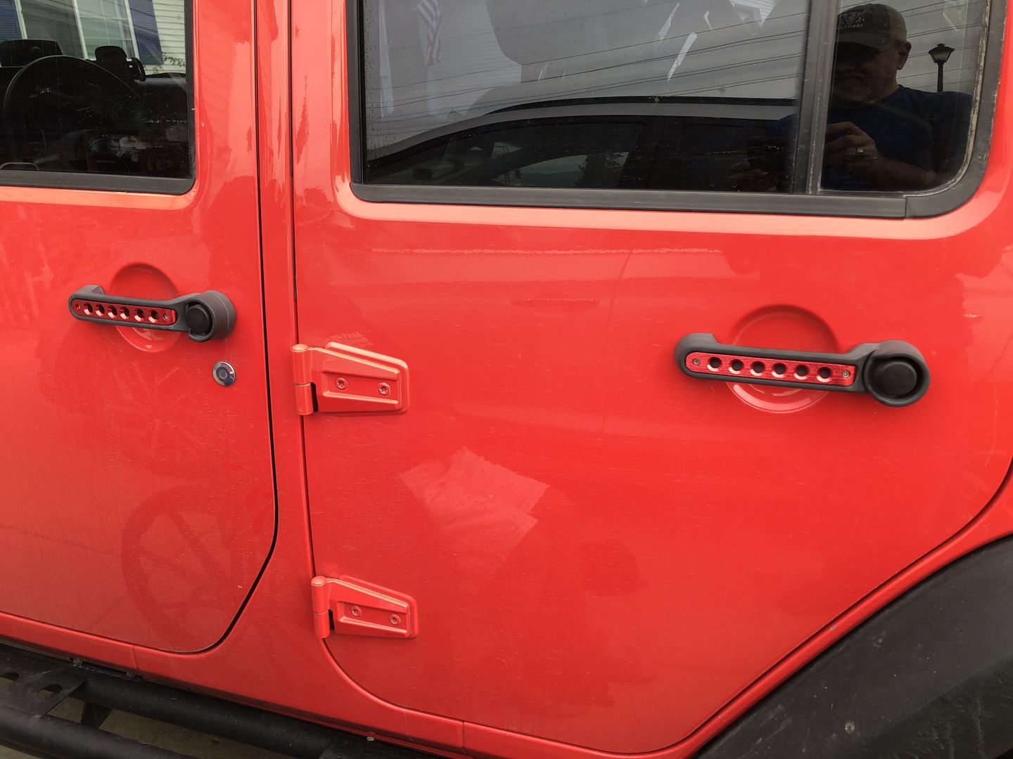 Customer photo review of Aluminum Door Grab Handle Inserts Cover 4 Door for 11-18 Jeep Wrangler JK/ JKU